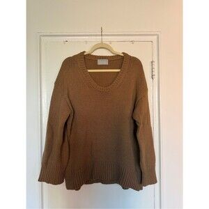 Modern Citizen Camel Knit Scoop Neck Sweater Size: Small
